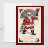 Vintage kerstkerstkerstkerstman feestdagenkaart (Voorkant / Achterkant)