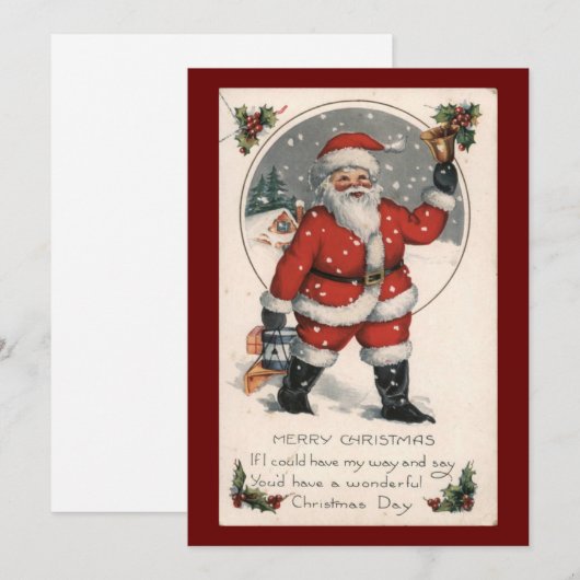 Vintage kerstkerstkerstkerstman feestdagenkaart (Voorkant / Achterkant)