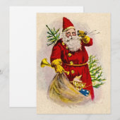 Vintage kerstkerstkerstkerstman feestdagenkaart (Voorkant / Achterkant)