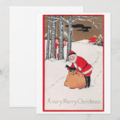 Vintage kerstkerstkerstkerstman feestdagenkaart (Voorkant / Achterkant)