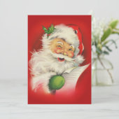 Vintage kerstkerstkerstkerstman feestdagenkaart (Staand voorkant)