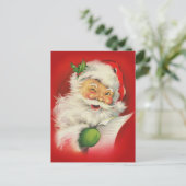 Vintage kerstkerstkerstkerstman feestdagenkaart (Staand voorkant)