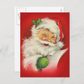 Vintage kerstkerstkerstkerstman feestdagenkaart (Voorkant / Achterkant)