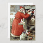 Vintage kerstkerstkerstkerstman feestdagenkaart (Voorkant / Achterkant)