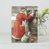 Vintage kerstkerstkerstkerstman feestdagenkaart (Staand voorkant)