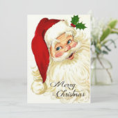 Vintage kerstkerstkerstkerstman feestdagenkaart (Staand voorkant)
