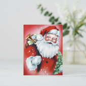 Vintage kerstkerstkerstkerstman feestdagenkaart (Staand voorkant)