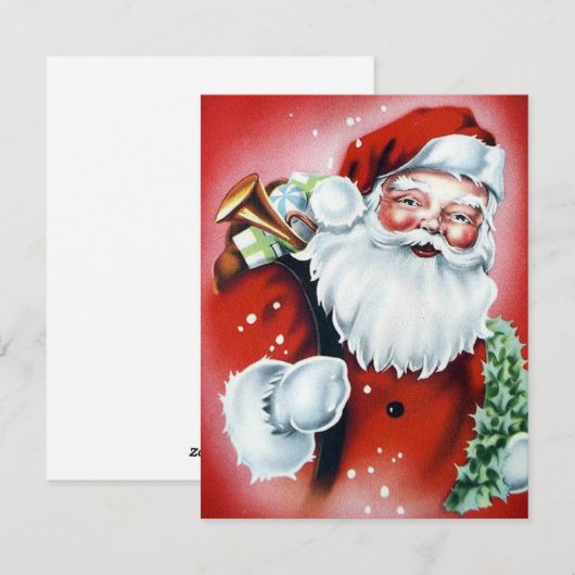 Vintage kerstkerstkerstkerstman feestdagenkaart (Voorkant / Achterkant)