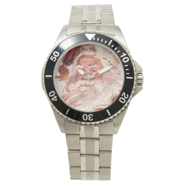Vintage kerstkerstkerstkerstman horloge (Voorkant)