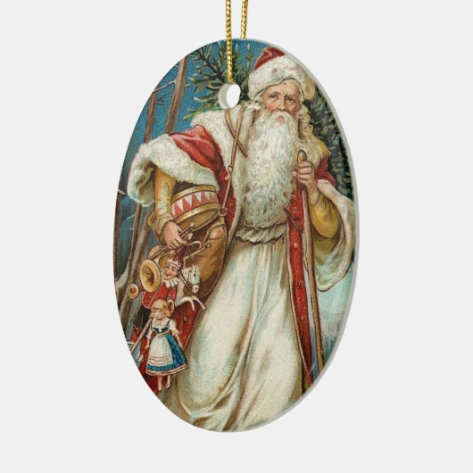 Vintage kerstkerstkerstkerstman keramisch ornament (Links)