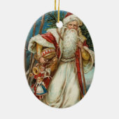 Vintage kerstkerstkerstkerstman keramisch ornament (Achterkant)