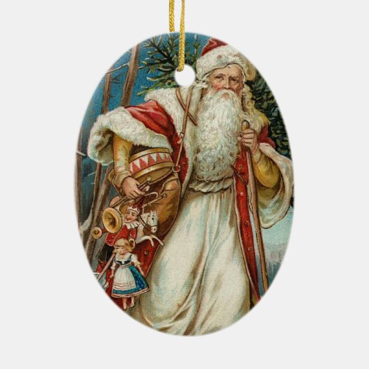 Vintage kerstkerstkerstkerstman keramisch ornament (Achterkant)