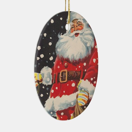 Vintage kerstkerstkerstkerstman keramisch ornament (Rechts)