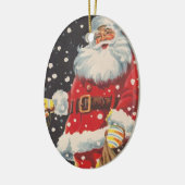 Vintage kerstkerstkerstkerstman keramisch ornament (Links)