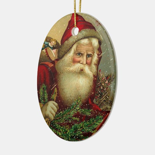 Vintage kerstkerstkerstkerstman keramisch ornament (Links)