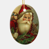 Vintage kerstkerstkerstkerstman keramisch ornament (Achterkant)