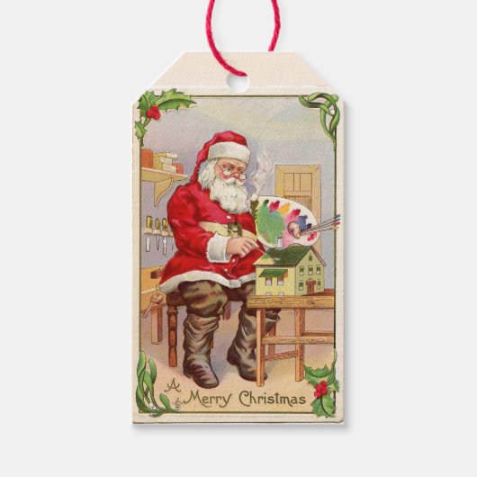 Vintage kerstkerstkerstkerstman-Label Cadeaulabel (Voorkant)