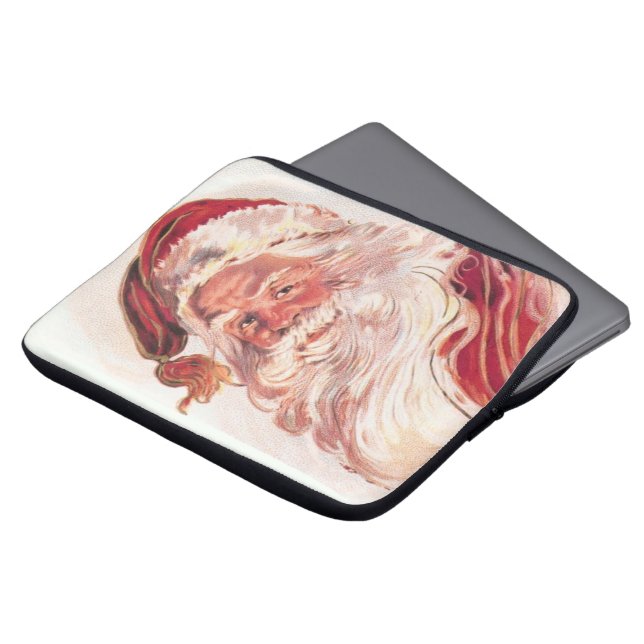 Vintage kerstkerstkerstkerstman laptop sleeve (Voorkant top)