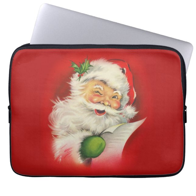 Vintage kerstkerstkerstkerstman laptop sleeve (Voorkant)