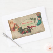 Vintage kerstkerstkerstkerstman met cadeaus rechthoekige sticker (Envelop)