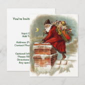 Vintage kerstkerstkerstkerstman met kleerschoorste kaart (Voorkant / Achterkant)