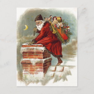 Vintage kerstkerstkerstkerstman met kleerschoorste kaart