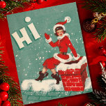 Vintage kerstkerstkerstkerstman op dak feestdagenkaart<br><div class="desc">Vintage kerstkerstkerstkerstman op Rooftop Holiday Kaart.</div>