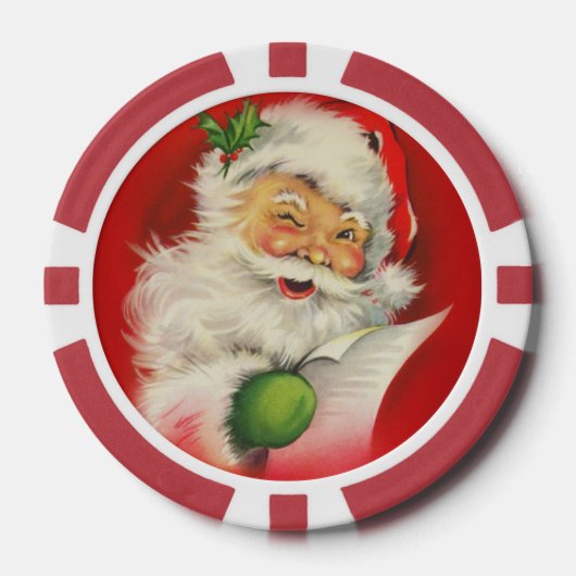 Vintage kerstkerstkerstkerstman poker chips (Voorkant)
