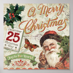 Vintage kerstkerstkerstkerstman poster