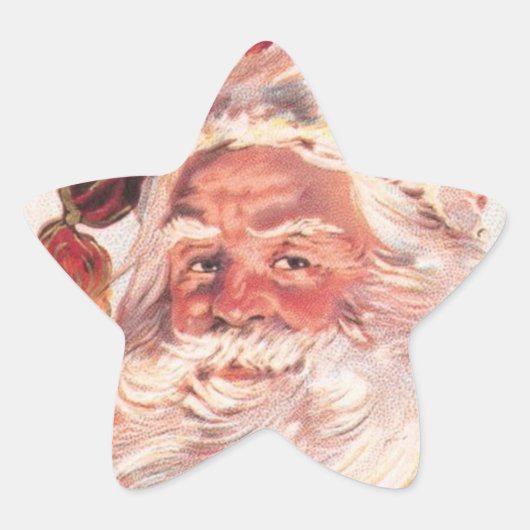 Vintage kerstkerstkerstkerstman ster sticker (Voorkant)