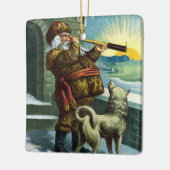 Vintage kerstkerstkerstkerstman Telescope Dog Suns Keramisch Ornament (Links)