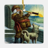 Vintage kerstkerstkerstkerstman Telescope Dog Suns Keramisch Ornament (Voorkant)