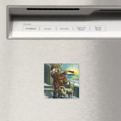 Vintage kerstkerstkerstkerstman Telescope Dog Suns Magneet (Insitu (Vaatwasser))