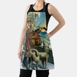 Vintage kerstkerstkerstkerstman Telescope Dog Suns Schort