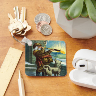 Vintage kerstkerstkerstkerstman Telescope Dog Suns Sleutelhanger