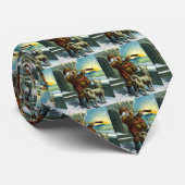 Vintage kerstkerstkerstkerstman Telescope Dog Suns Stropdas (Opgerold)