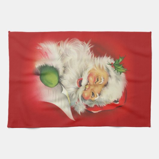 Vintage kerstkerstkerstkerstman theedoek (Horizontaal)