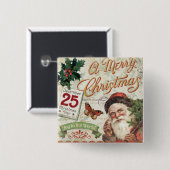 Vintage kerstkerstkerstkerstman vierkante button 5,1 cm (Voorkant /achterkant)