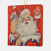 Vintage kerstkerstkerstkerstman Waving Keramisch Ornament (Links)