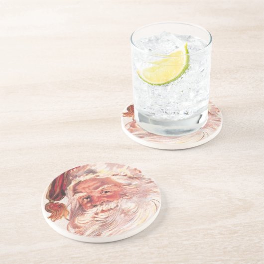 Vintage kerstkerstkerstkerstman zandsteen onderzetter (Zijkant)