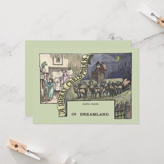 Vintage kerstkerstkerstkerstrenrenrenrenrenrennier kaart (Voorkant / Achterkant in situ)