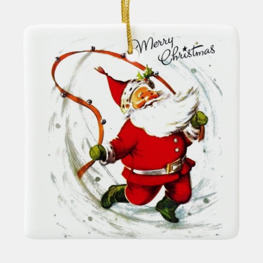 Vintage Kerstkerstkerstkerststommeling Keramisch Ornament (Voorkant)