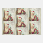 Vintage kerstkerstkerstkunst op Wooden Pattern Inpakpapier Vel (Voorkant 3)