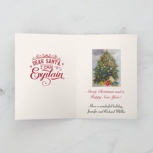 Vintage kerstkerstkerstman — Binoculars Handtekeni Feestdagen Kaart (Binnen)