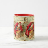 Vintage kerstkerstkerstman, kind in tas mok (Midden)