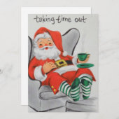 Vintage kerstkerstkerstman met Nap Feestdagenkaart (Voorkant / Achterkant)