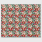 Vintage kerstkerstkerstman met rendier cadeaupapier (Vlak)