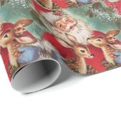 Vintage kerstkerstkerstman met rendier cadeaupapier (Rol Hoek)