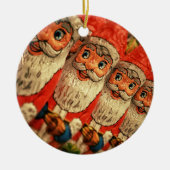 Vintage-kerstkerstkerstpapier Keramisch Ornament (Voorkant)