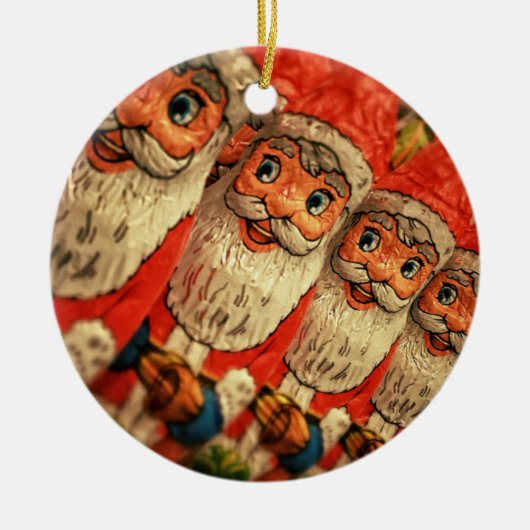 Vintage-kerstkerstkerstpapier Keramisch Ornament (Voorkant)